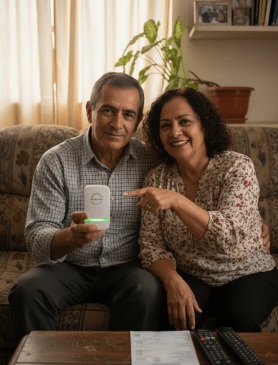 Pareja con el dispositivo